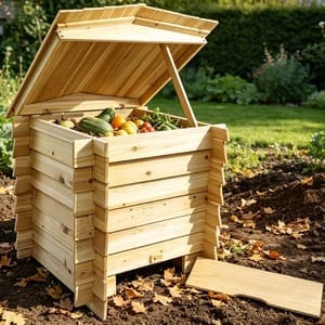 300L Wooden Slatted Garden Compost Bin