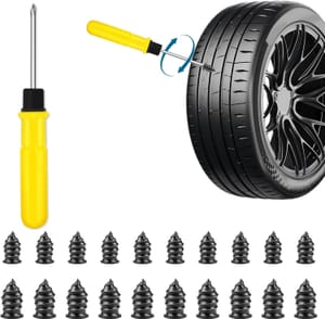 20pc Tyre/Puncture Repair Kit with Screwdriver, Emergency Tyre Plug