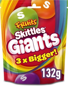 Skittles Giants Fruit Flavoured Sweets Sharing Pouch 132g (76p/72p S&S)
