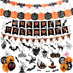 Reusable Halloween Bunting Set with Happy Banner Spooky Hanging