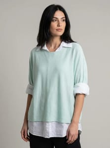 Double Layer Collar Top in Mint