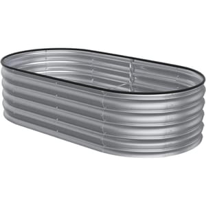 Living and Home Silver Oval Galvanised Steel Raised Garden Bed 160 X 42cm