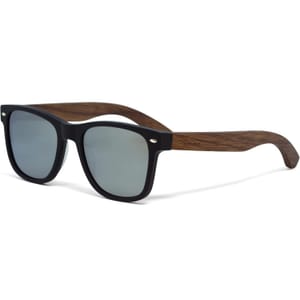 Walnut Wood Unisex Sunglasses 54-20-145 Matte Black Silver Polarized Mirrored