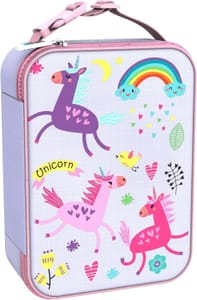 Ion8 Unicorns Lunch Bag with 3-Sided Zip, Insulated, Lilac