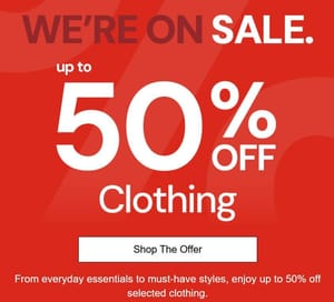 ASDA George up to 50% Clothing Sale + Extra 10% Code + Free C&C from 45p