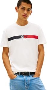 Tommy Jeans Mens Short Sleeve T-Shirt, Signature Stripe, Cotton, S
