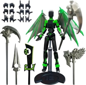3D Printed T13 Gothic Articulated Action Figure with Base (Green)