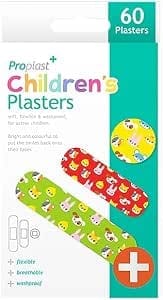 Coloured Children's Plasters, 60 Pack, Assorted Designs, Breathable