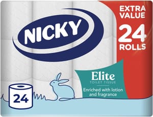 24 Rolls Nicky Elite 3-Ply Toilet Tissue (£5.79/£5.18 S&S)
