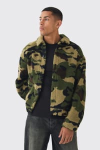 XS Jacquard Regular Fit Camo Borg Overshirt