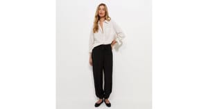 Tall Black Drawstring Cuffed Trousers