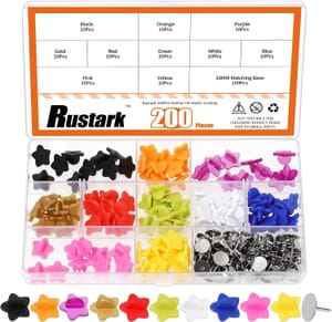 Rustark 200-Piece Locking Star Pin Backs Kit, 10 Colors