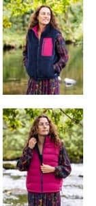 Fleece Womens Reversible Gilet in Blue/Pink