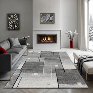 Pearl Modern Carpet: Dense Short Pile, Grey Chequered 200x280 Cm