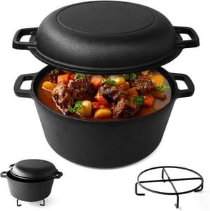 Joeji's Cast Iron Dutch Oven 4.7L, Pre-Seasoned for Braising