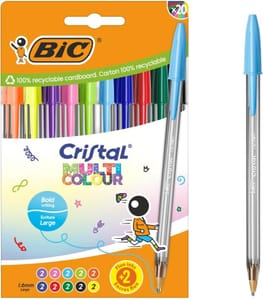 BIC Cristal Multicolour Pens 1.6mm, Pack of 20