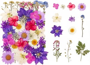 Satiskid 40pcs Wildflower Cake Toppers Purple Dried Flowers