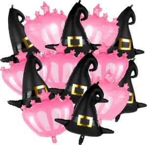 14-Piece Halloween Foil Balloons with Witch Hat and Princess Crown