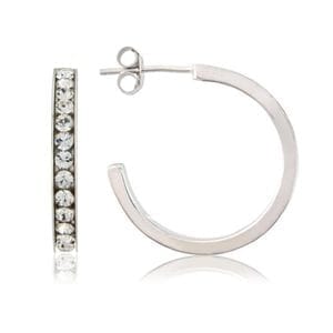 Crystal and Sterling Silver Hoop Earrings