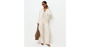Stone Woven Wide Leg Trousers