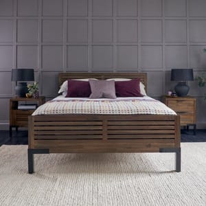 Detroit Double Bed Solid Hardwood & Metal