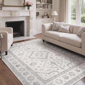 GENIMO Washable Non-Slip Grey Rug 200x290cm Living Room