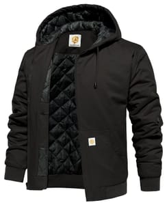 CARWORNIC Men's Winter Hooded Quilted Jacket, Windproof, Outdoor
