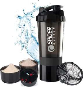 Active 100 Protein Shaker Bottle 500ml with Extra Compartment (Black)