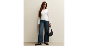 Girls White Long Sleeve Lace Asymmetric Hem Top