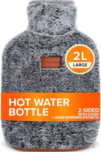 Hot Water Bottle with Cover UK - for Pain Relief (2L) 2 Sided