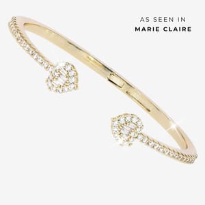 DiamonFlash Baguette Heart Bangle Gold Tone