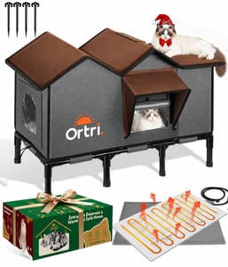 Outdoor Heated Cat House, Insulated, Waterproof Shelter for Cats XL