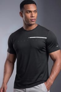 RedTape Black Running Quick-Dry Training T-Shirt