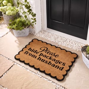 OHS Please Hide Packages Print Coir Mat - Brown/Black