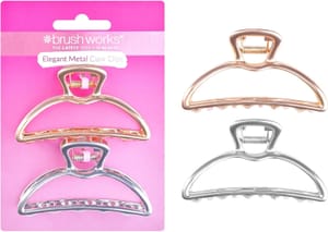 Brushworks Metal Claw Clips, 2-Pack, Secure Grip, Gold & Silver