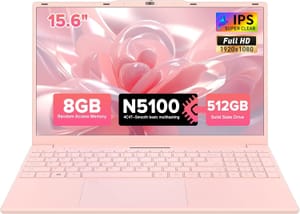 Auusda Portable Pink Laptop, W11 Pro, 4-Core Processor
