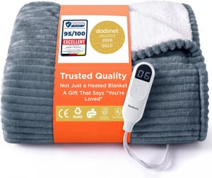 Prime Deal - Bedsure Electric Blanket Heated Throw, Ribbed Flannel, 130x160cm