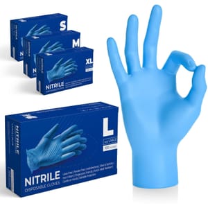 Real Touch Blue Nitrile Gloves, Powder-Free, Extra Strong, Large 100-Pack