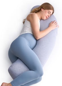 Momcozy J-Shaped Pregnancy Pillow, Side-Sleeping & Full-Body Support, Grey