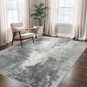 BEIMO Washable Rug 120x170cm, Low Pile, Abstract Ash Silver