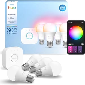 Philips Hue Bridge + E27 Smart Bulbs, 4-Pack, White