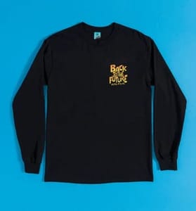 Back to the Future Cartoon Black Long Sleeve T-Shirt with Back Print