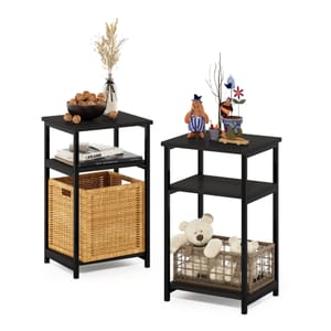 Furinno Just 2-Pack 3-Tier Side Tables Espresso