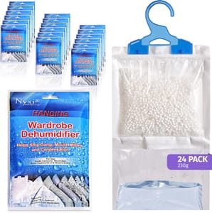 Nyxi Set of 24 Hanging Interior Wardrobe Dehumidifier - 230g Each Bag
