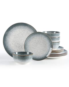 Sweejar 12-Piece Porcelain Dinnerware Set for 4, Light Gray