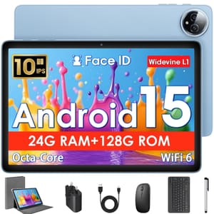 MENTUME 10-Inch Android 15 Tablet with Case, Keyboard and Mouse