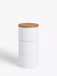 John Lewis Stacking Storage Containers, Set of 3, 550ml, White