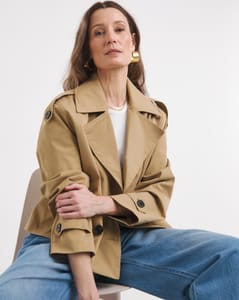 Camel Cropped Trench Coat ( Sizes 20 to 32 Only Available)