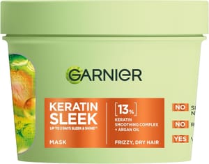 Garnier Keratin Sleek Hair Mask for Frizzy Dry Hair, 370ml