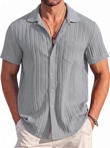 Remxi Men's Short Sleeve Shirts, Casual Textured Summer Beach Tops